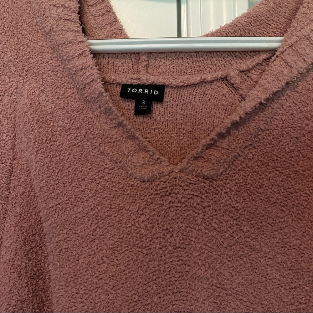 Torrid Dusty Rose Plush V-Neck Pullover Hoodie